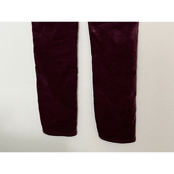 Adriano Goldschmeid The Isabelle High Rise Straight Crop Burgundy Velvet Size 25 - Picture 6 of 13